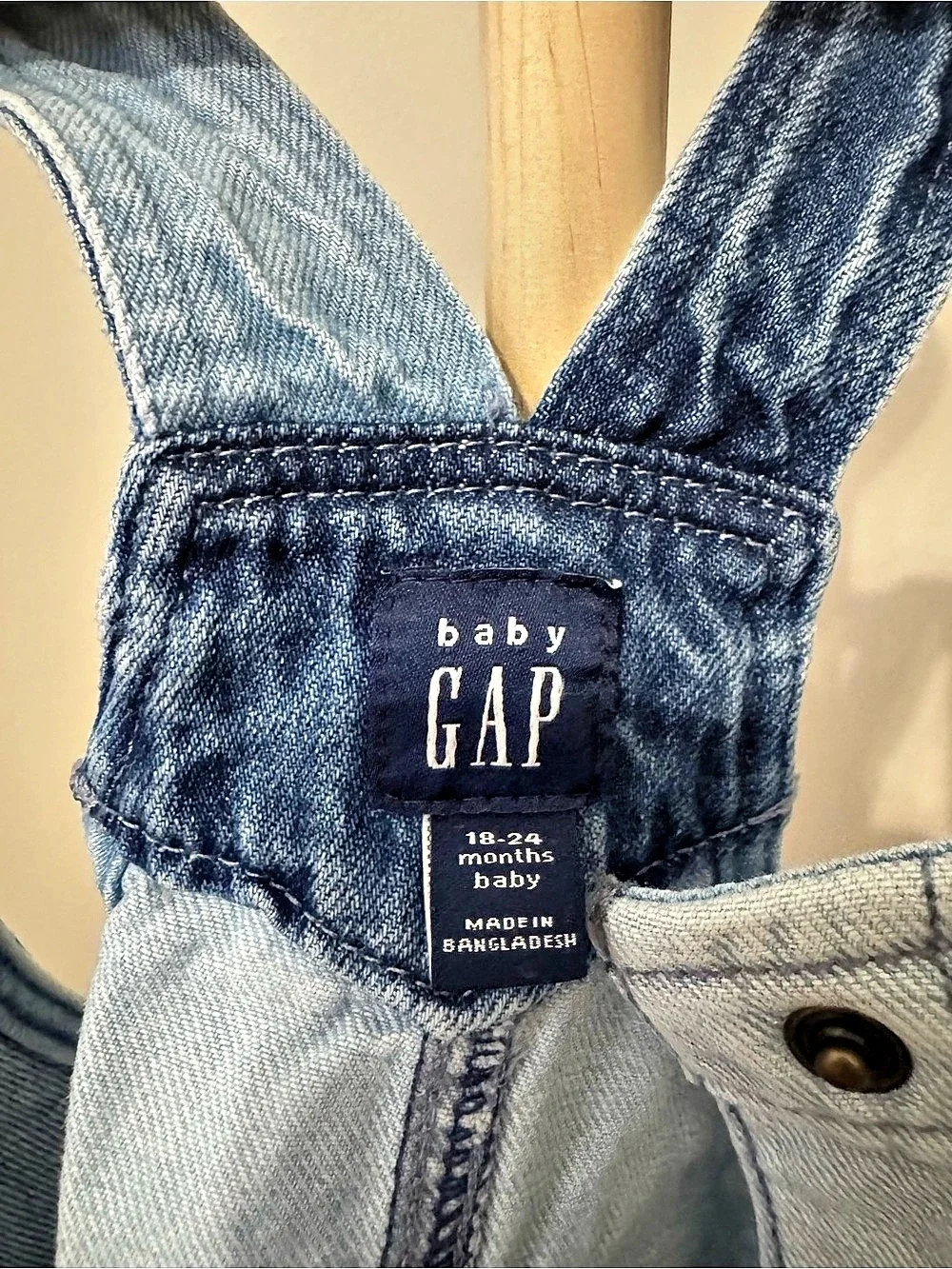 baby GAP Color Block Denim Overalls dress Baby 18-24 Months